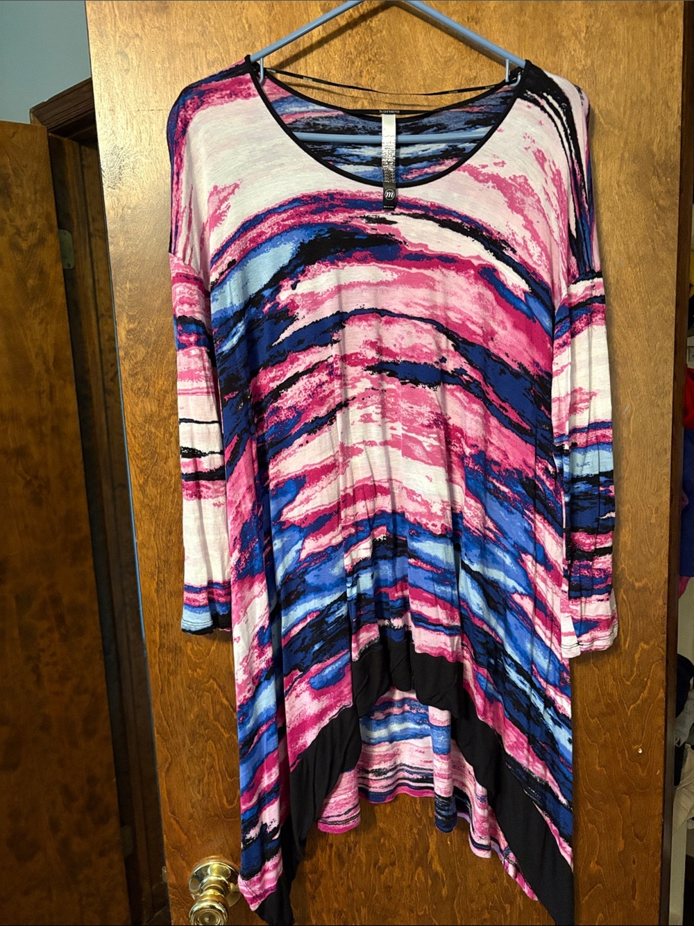 Kensie Watercolor Stripe Tunic in Pink, Blue & Black
